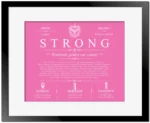 Strong surname origin and history in Pink with Black Matte Frame