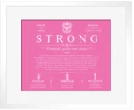 Strong surname origin and history in Pink with White Matte Frame Strong surname origin and history in Pink with White Matte Frame