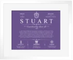 Stuart family name meaning and history in Purple with White Matte Frame