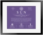 Sun surname meaning origin and heritage in Purple with Black Matte Frame