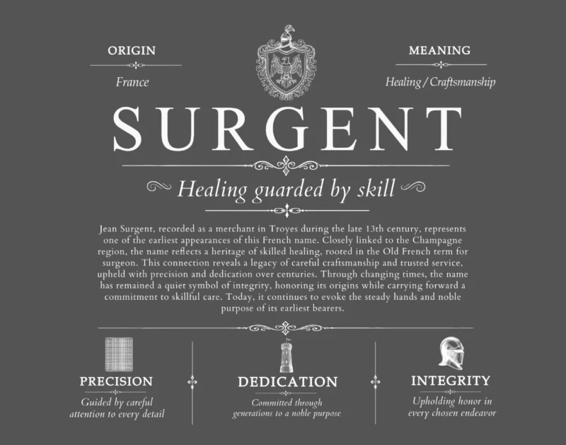 Surgent last name origin and heritage in Gray