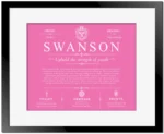 Swanson surname meaning and origin in Pink with Black Matte Frame