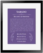 Sabado Name Meaning & Origin Gift in Purple with Black Matte Frame