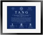 Tang surname origin and history in Deep Blue with Black Matte Frame