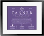 Tanner last name origin and heritage in Purple with Black Matte Frame