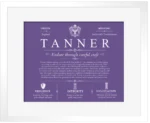 Tanner last name origin and heritage in Purple with White Matte Frame Tanner last name origin and heritage in Purple with White Matte Frame