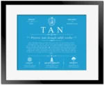 Tan surname meaning history and origin in Blue with Black Matte Frame