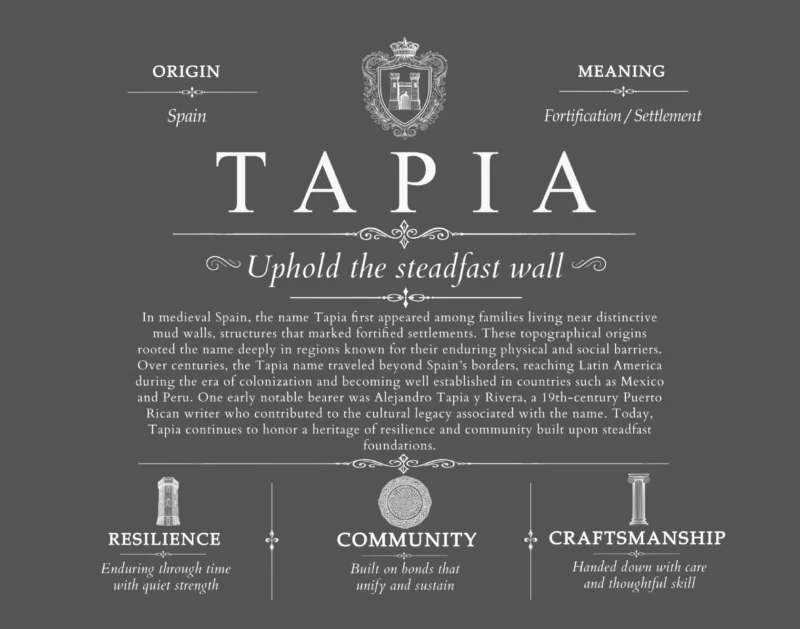 Tapia surname meaning and origin in Gray
