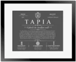 Tapia surname meaning and origin in Gray with Black Matte Frame