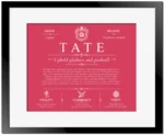 Tate surname meaning and origin in Red with Black Matte Frame