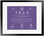 Tran family name meaning and origin in Purple with Black Matte Frame