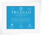 Trujillo last name meaning and origin in Blue with White Matte Frame