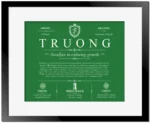 Truong last name origin and heritage in Dark Green with Black Matte Frame