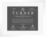 Turner family name meaning and origin in Gray with White Matte Frame Turner family name meaning and origin in Gray with White Matte Frame