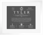 Tyler last name origin and heritage in Gray with White Matte Frame Tyler last name origin and heritage in Gray with White Matte Frame