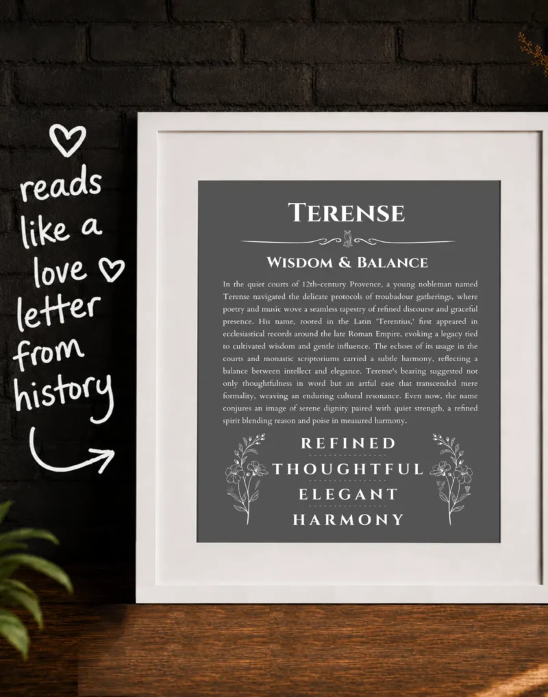Terense custom wall art with name meaning