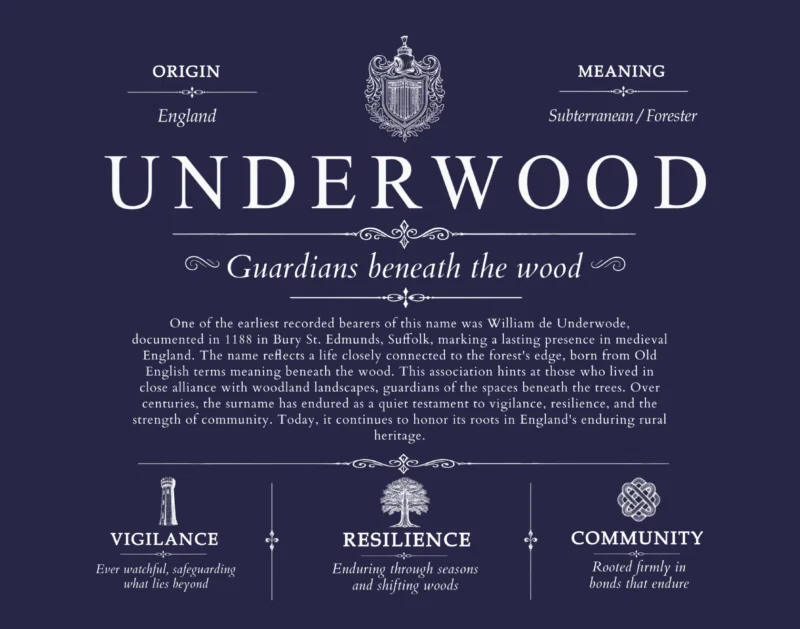 Underwood personalized surname meaning in Navy Blue