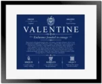 Valentine last name meaning and origin in Deep Blue with Black Matte Frame