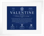 Valentine last name meaning and origin in Deep Blue with White Matte Frame Valentine last name meaning and origin in Deep Blue with White Matte Frame