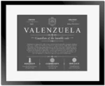 Valenzuela surname meaning history and origin in Gray with Black Matte Frame