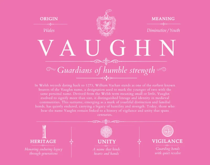 Vaughn family name meaning and origin in Pink
