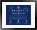 Villarreal surname meaning origin and heritage in Deep Blue with Black Matte Frame