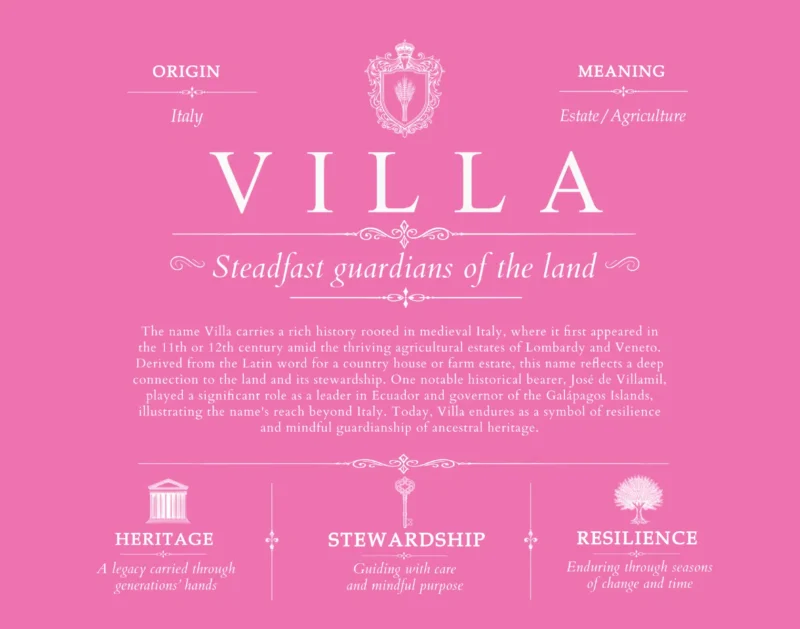 Villa surname origin and family heritage in Pink