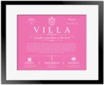 Villa surname origin and family heritage in Pink with Black Matte Frame