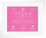 Villa surname origin and family heritage in Pink with White Matte Frame Villa surname origin and family heritage in Pink with White Matte Frame