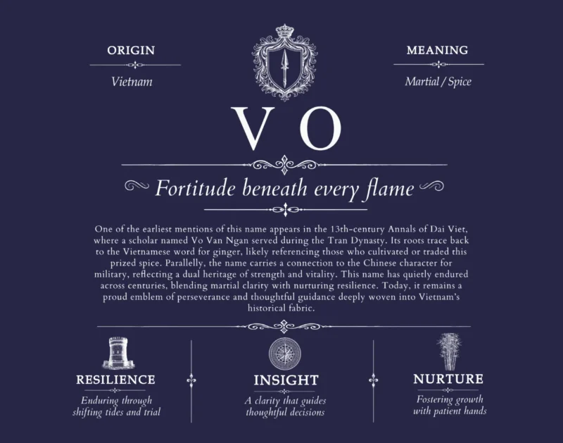 Vo surname history and heritage in Navy Blue