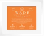 Wade surname heritage and history in Orange with White Matte Frame Wade surname heritage and history in Orange with White Matte Frame