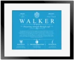 Walker surname meaning history and origin in Blue with Black Matte Frame