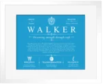 Walker surname meaning history and origin in Blue with White Matte Frame