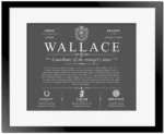 Wallace personalized family surname in Gray with Black Matte Frame