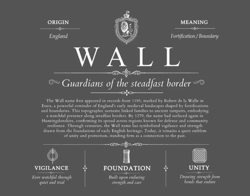 Wall surname meaning and heritage in Gray