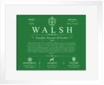 Walsh family name meaning and history in Dark Green with White Matte Frame Walsh family name meaning and history in Dark Green with White Matte Frame