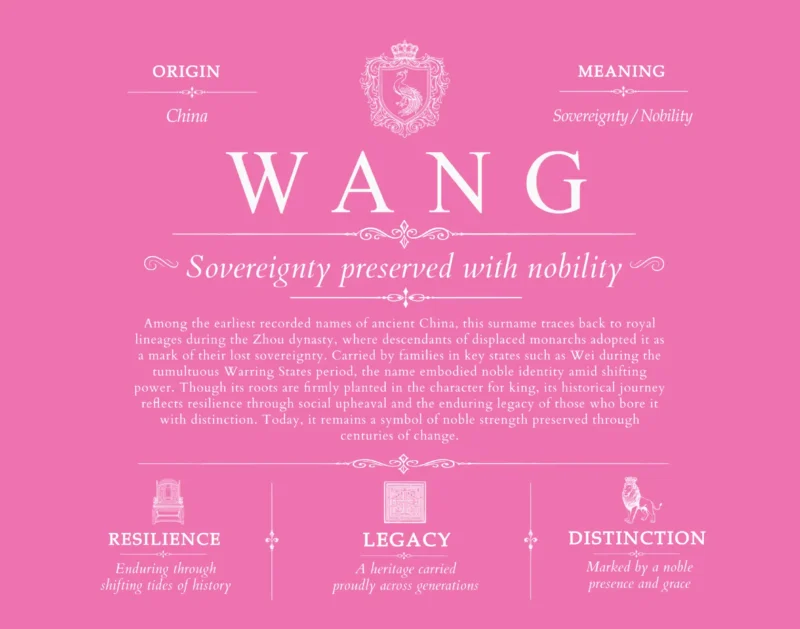 Wang surname history and heritage in Pink