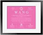 Wang surname history and heritage in Pink with Black Matte Frame