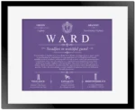 Ward personalized last name meaning in Purple with Black Matte Frame