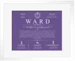Ward personalized last name meaning in Purple with White Matte Frame Ward personalized last name meaning in Purple with White Matte Frame