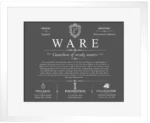 Ware surname meaning and heritage in Gray with White Matte Frame