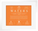 Waters family name heritage in Orange with White Matte Frame