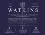 Watkins surname heritage and history in Navy Blue