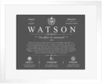 Watson surname history and heritage in Gray with White Matte Frame