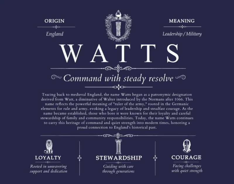 Watts last name meaning and origin in Navy Blue