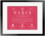 Weber family name meaning and origin in Red with Black Matte Frame