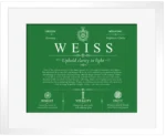 Weiss last name origin and heritage in Dark Green with White Matte Frame Weiss last name origin and heritage in Dark Green with White Matte Frame
