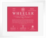Wheeler family name history in Red with White Matte Frame Wheeler family name history in Red with White Matte Frame