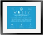 White personalized family surname in Blue with Black Matte Frame