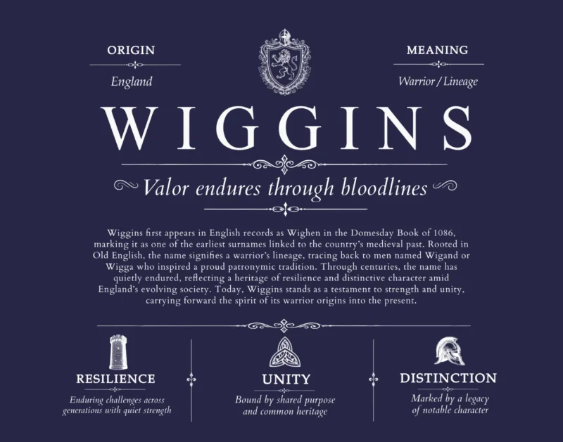 Wiggins last name origin and heritage in Navy Blue